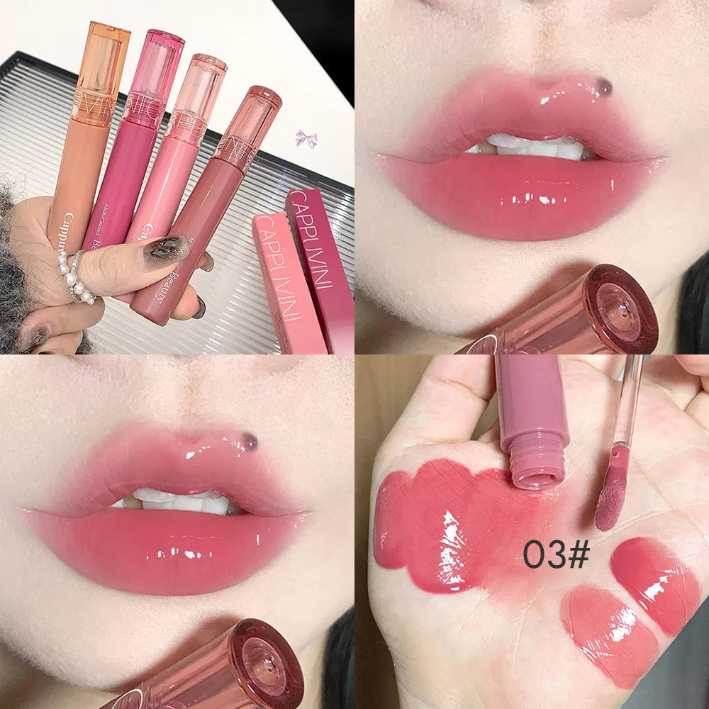 Cappuvini Jelly Lip Gloss Mirror Shine Water Light Moisturizing Long Lasting For Women