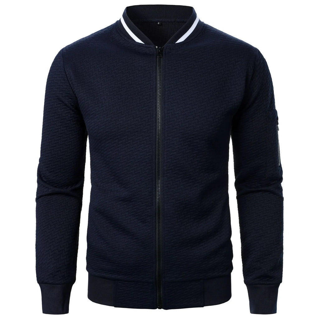 New Men's New Zip Stand Collar Sweatshirt Jacket Men's Casual Jacquard Cardigan Sweatshirts Baseball Jackets Men Clothing