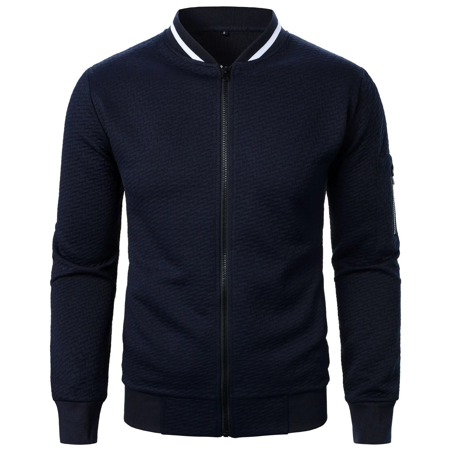 New Men's New Zip Stand Collar Sweatshirt Jacket Men's Casual Jacquard Cardigan Sweatshirts Baseball Jackets Men Clothing