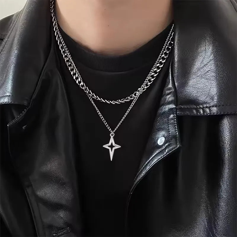 Punk Rock Y2K Black Star Cross Red Heart Pendant Ghost Claw Choker Chain Necklace Men Women'S Goth Vintage Grunge Emo Accessories