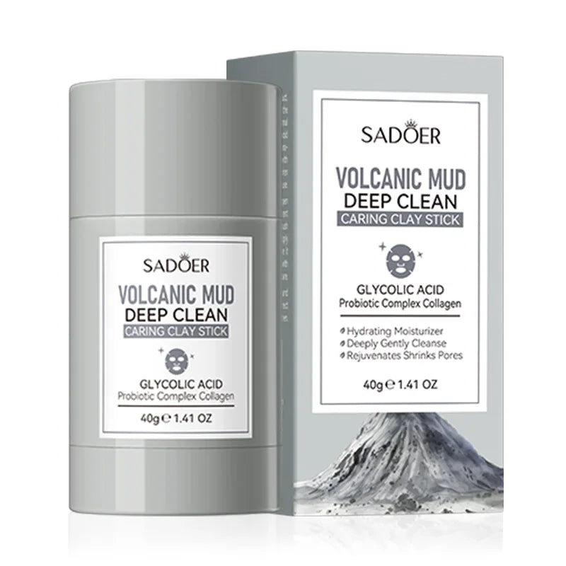Sadoer Volcanic Mud Face Masks Stick Clay Mask Shrink Pores Deep Blackhead Remover Facial Cleansing Moisturizing