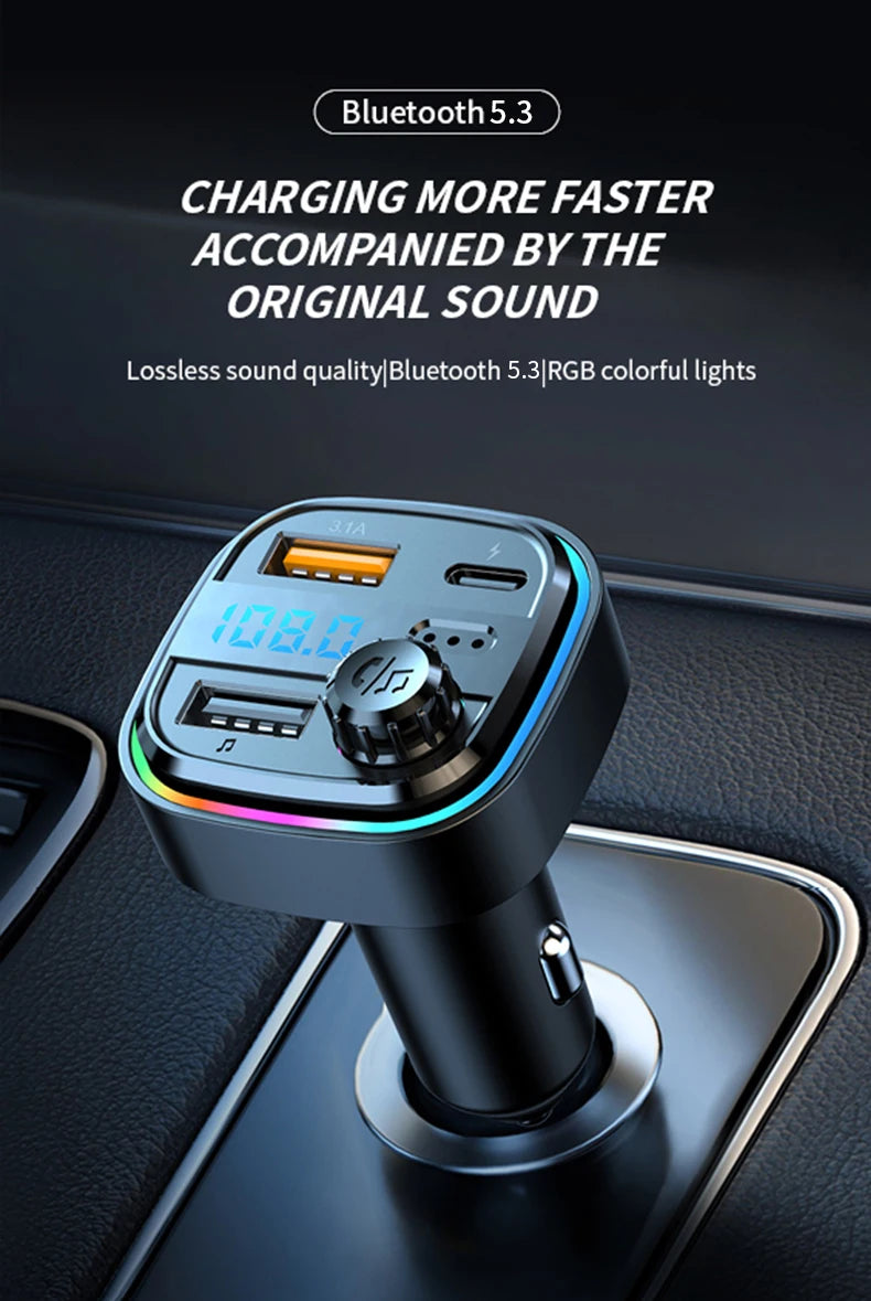 Newest C26 Bluetooth 5.0 FM Transmitter Handsfree Car Radio Modulator MP3 Player USB Super Quick Charge Adapter Car Accessories