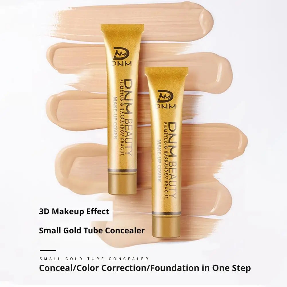 30g Small Gold Tube Concealer Liquid Foundation Makeup Waterproof Lasting Cover Acne Mark Scar Tattoo Super Coverage Concealer
