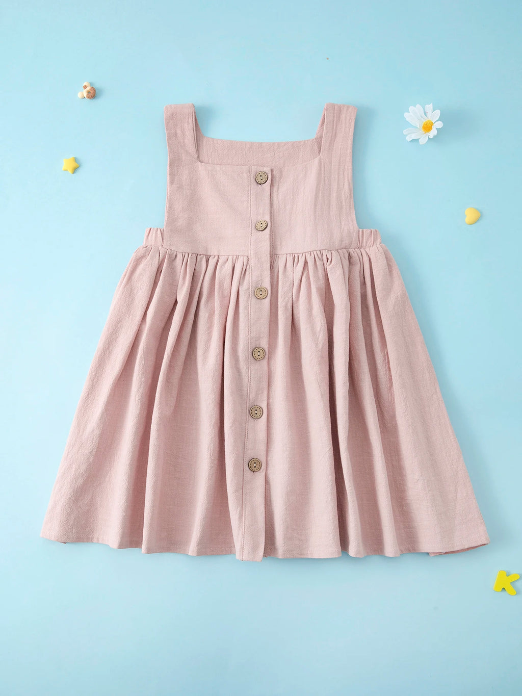 Summer Girls' Dress European and American New Solid Color Pleated Dress Sleeveless Cotton Children's Princess Dress