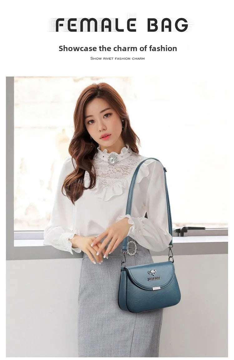Retro Small Square Crossbody Purse Soft PU Leather Adjustable Strap Daily Work Travel Flip Cover Handbag Shoulder Bag for Women
