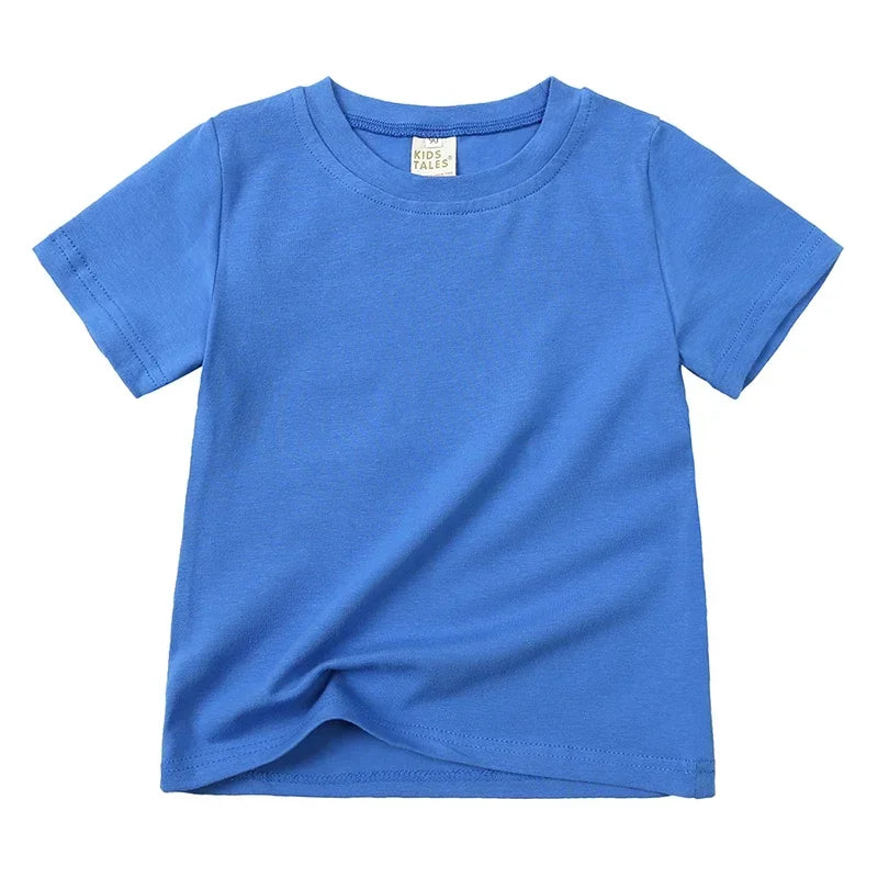 Kids Summer Cotton T Shirt Breathable Solid Tee For Boys And Girls 12M To 9T Lightweight Everyday Casual Shirt