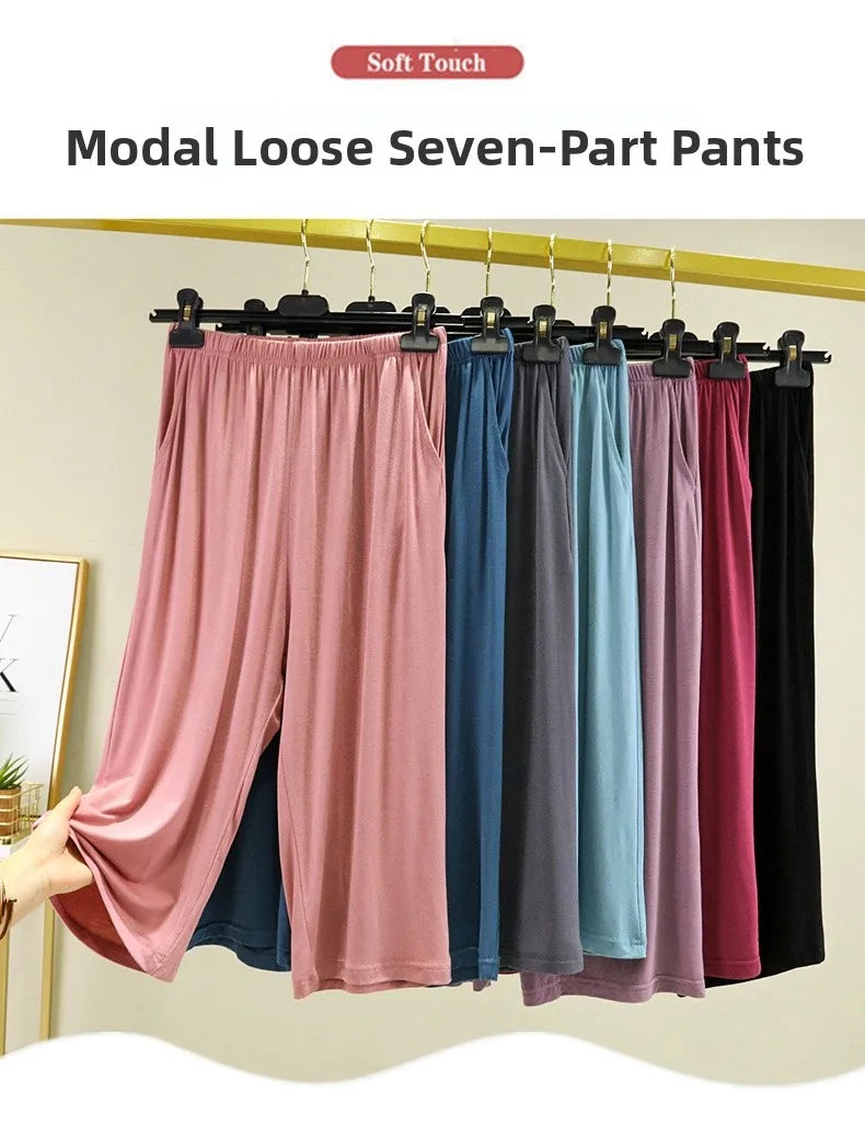 Modal Wide Leg Pants Women's Summer Loose Shorts Thin Casual Pants plus Size Sports Pants Wide Leg Pants Sleepwear