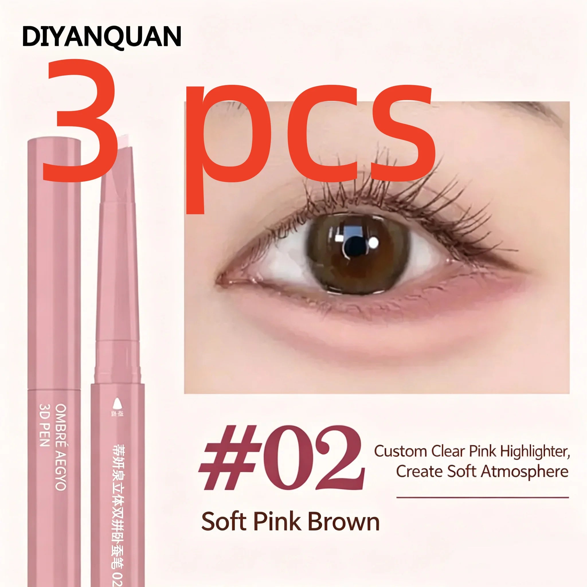 Korean 2 in 1 Ended Lying Silkworm Pen,Bionic Shading Highlighting,Instant Big Eye Effect,Smooth&Smudgeproof&Waterproof,Flat Tip