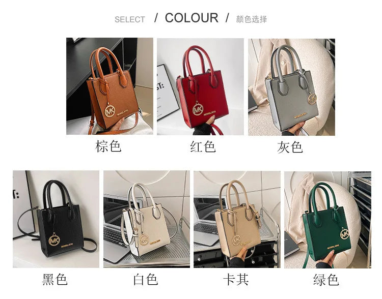 2026 New Michael Kors Women's Fashion One Shoulder Handbag MK Cross Shoulder Vertical Small Square Bag Classic Letter Bag