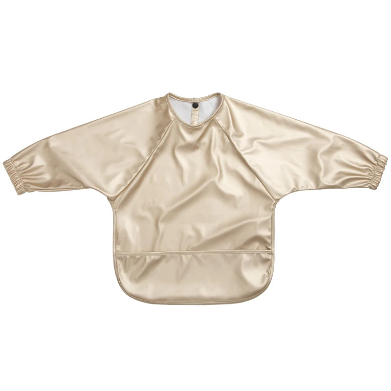 Waterproof Long Sleeve Baby Bib with Pocket – Toddler Feeding Apron for Boys & Girls
