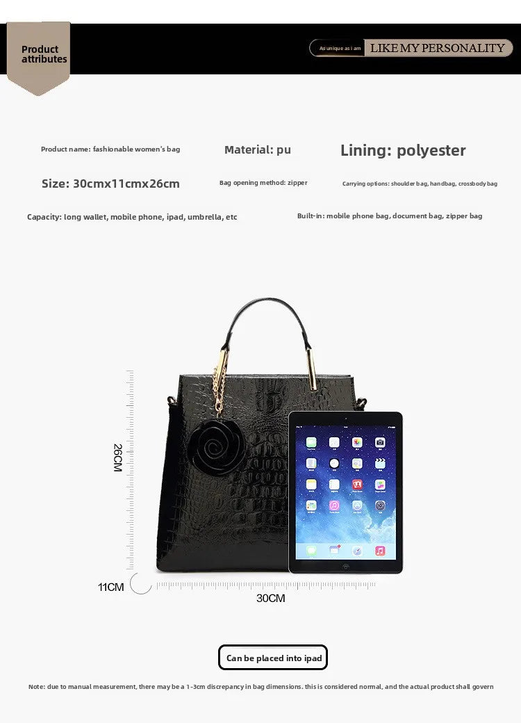 2025 New Patent Leather Women's Bag Striped Handbag Women's Crossbody Shoulder Bag Shell Bag Large Capacity Outdoor Travel