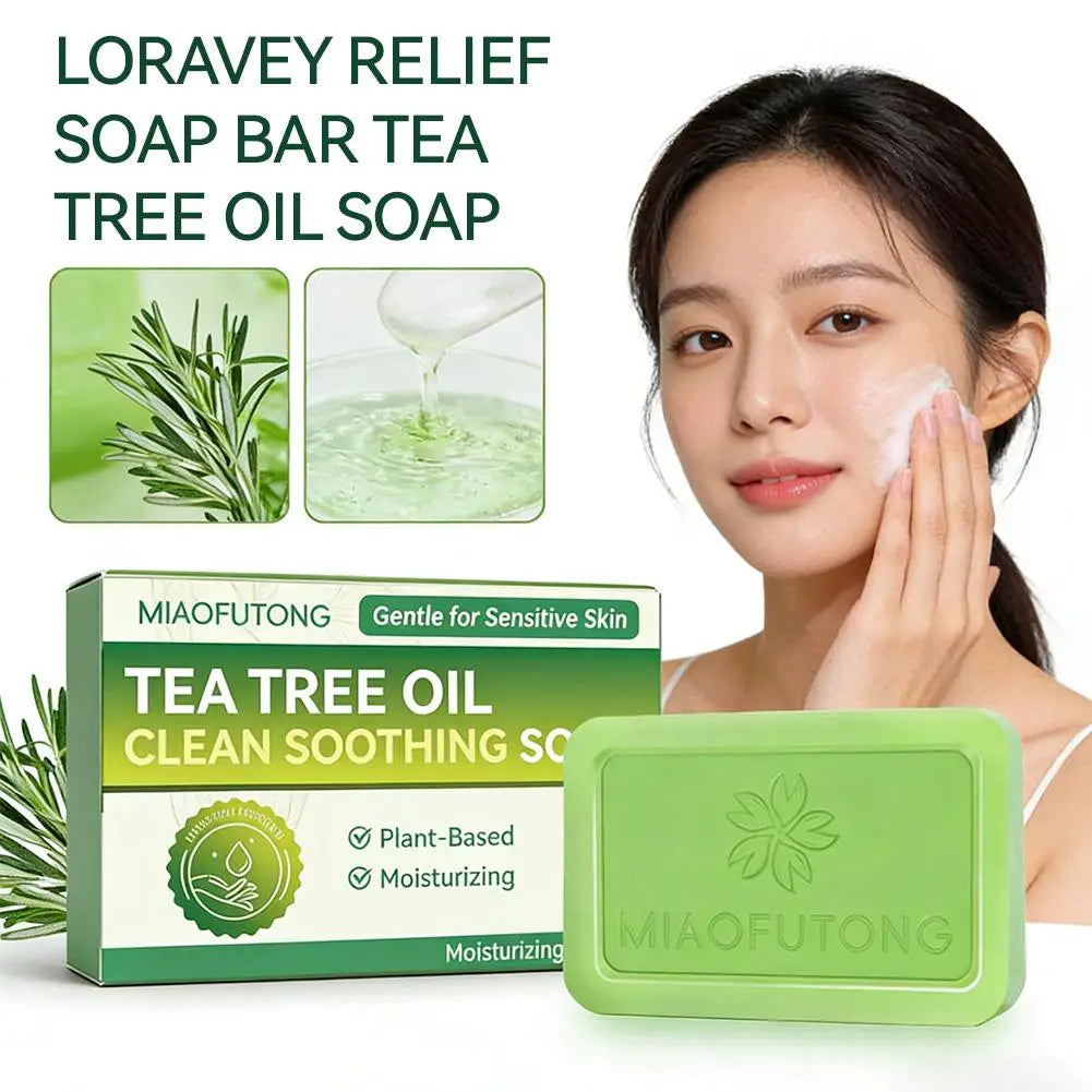 MIAOFUTONG Gentle For Sensitive Skin TEA TREE OILANTIFUNGAL SOAP Plant-Based Care Moisturizing FormulaG Lmproving Acne