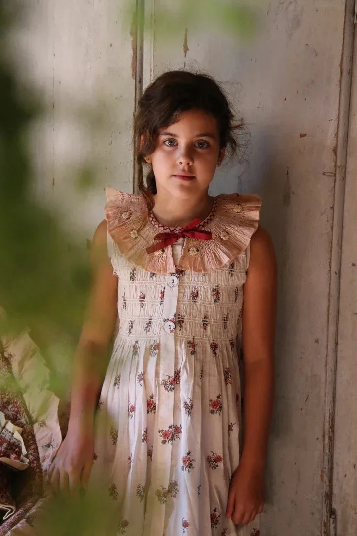 Children's Dress 2026 Summer New Product BD Girls Pastoral Embroidery Wrap Bubble Sleeve Shirt Skirt Princess Dress
