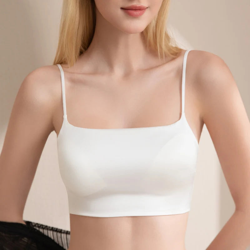 Women's Silk Bra, 93%Silk 7%Spandex Underwear,  Full Cup, Comfortable Female Underwear, Thin padding Brassiere, Camis style