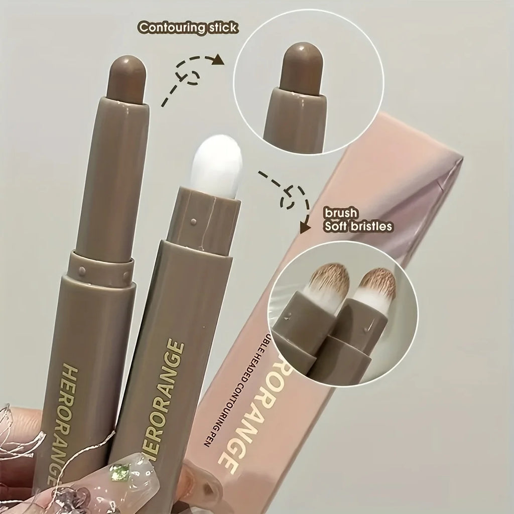 Herorange Valentine's Day Gift Contour Stick - 2-in-1 Nose & Face Sculpting Pen with Brush, Suitable for All Skin Types