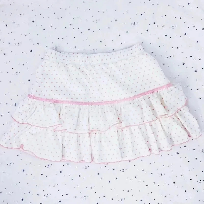 Mini Skirts for Women Sweet Cute Jupe Fashion Summer Japanese 2026 Faldas Mujer De Moda Bow Polka Dot Ruffles Y2k Skirt