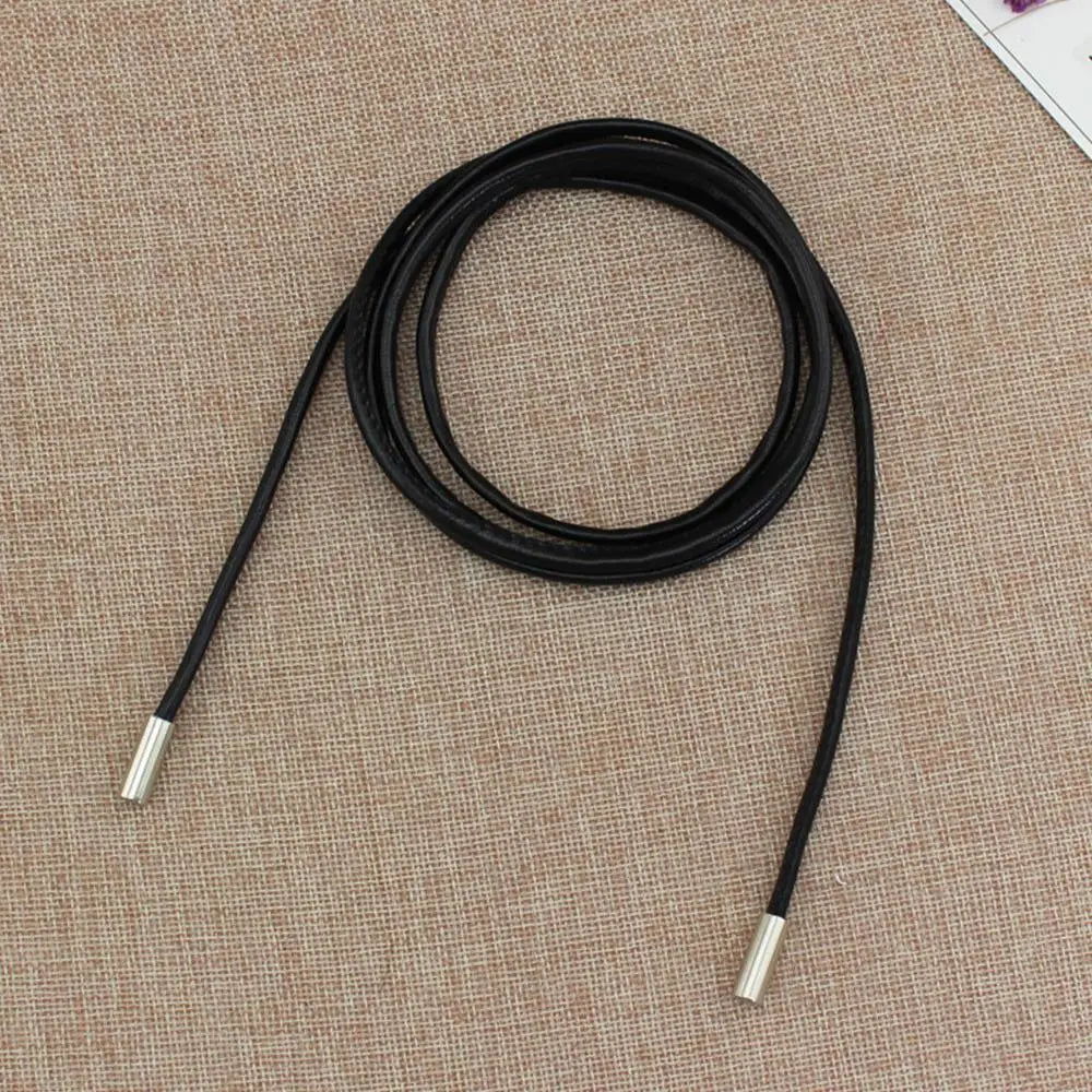 New Round Leather Rope Dresses Coat Decoration String Waist Belt For Women'S Solid Fashion Long Waist Chain Vintage Waistband