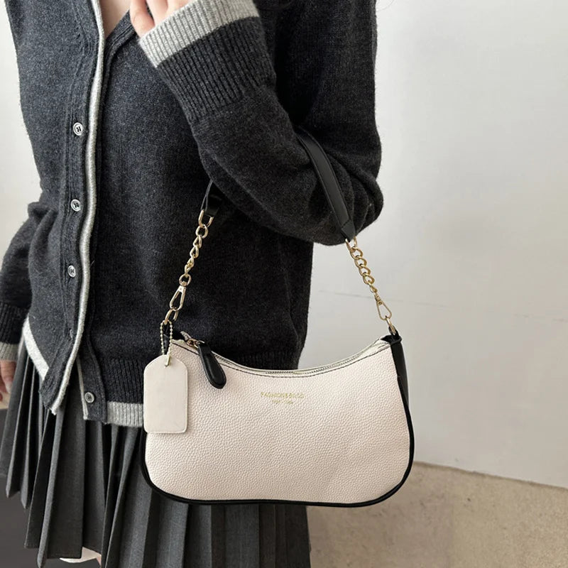 Crossbody Bag for Women Adjustable Strap Crescent Shoulder Bag PU Leather Zipper Closure Casual Handbag for Work Travel