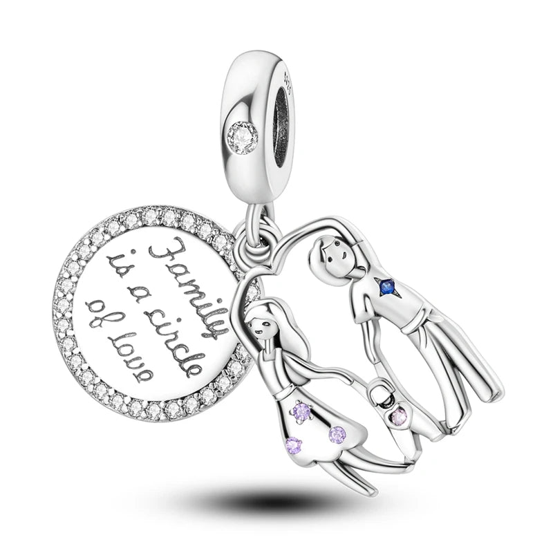 925 Sterling Silver Heart Charm Bead With Zircon Accent, GDTC Certified Fine Jewelry Gift For DIY Bracelet Makers