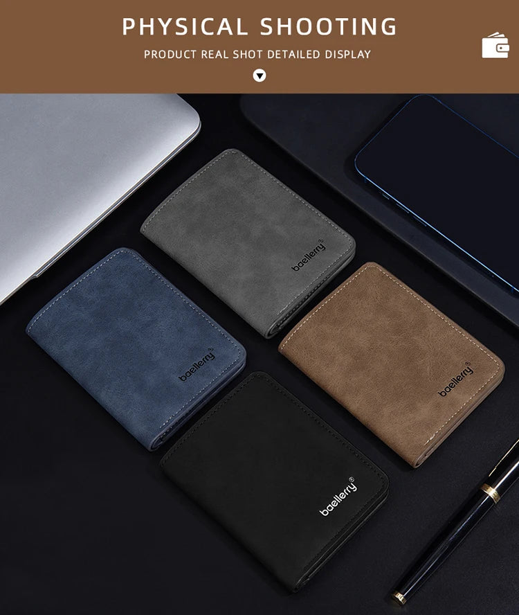 New Men's Short Wallet Simple Casual Card Clips Slim Male Wallet Driver's License Card Holder Thin Bifold Wallet For Man