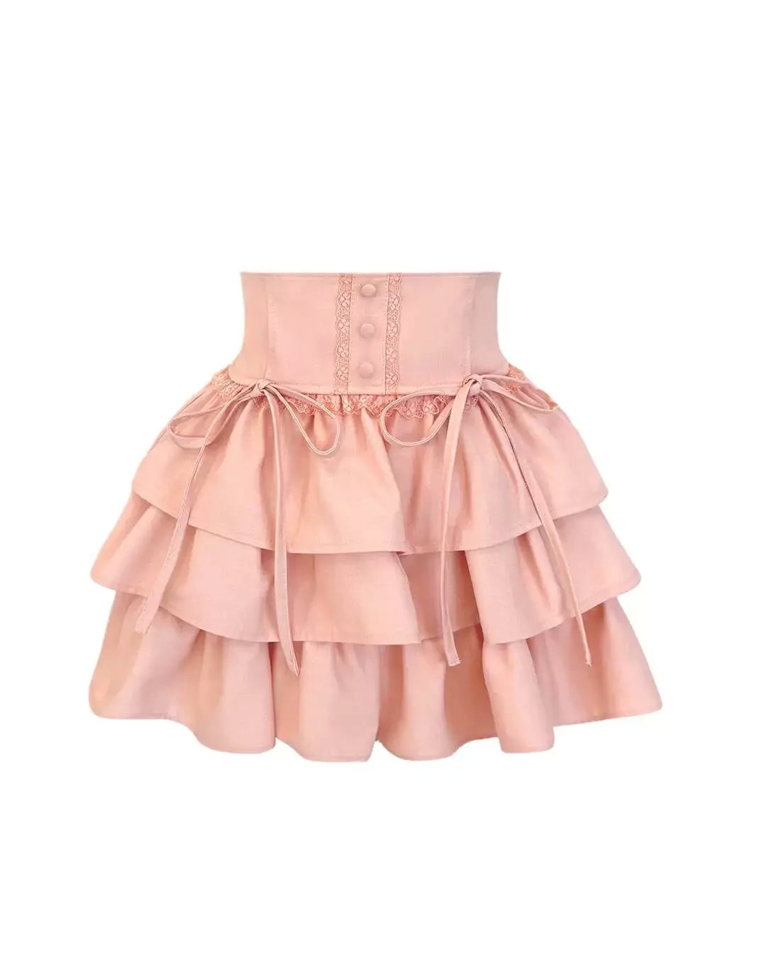 AMY&BENTON Women's Lace High Waist Puffy Mini Skirt - Light Pink