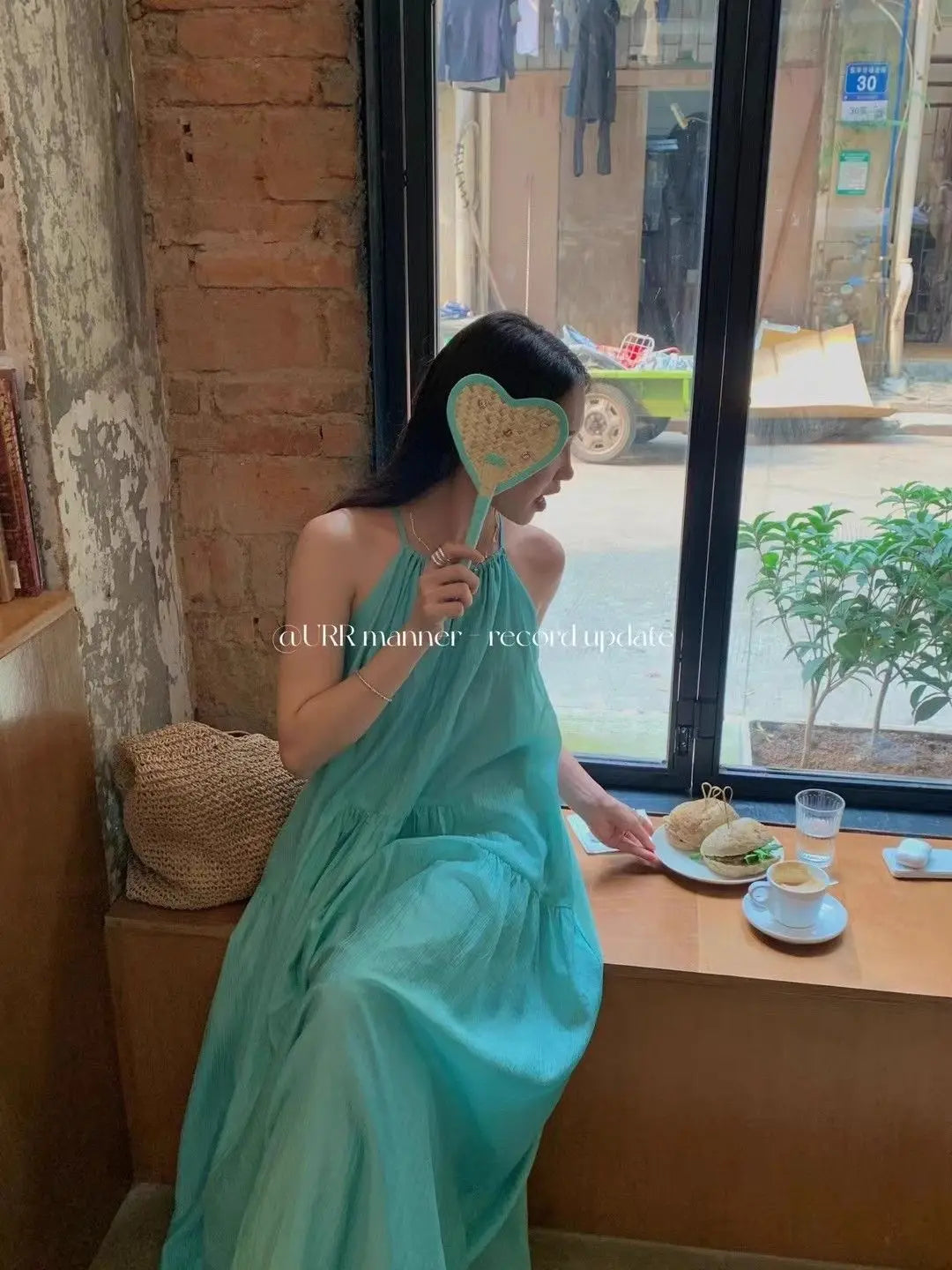 Summer Hollow out Strap Dress Women's Beach Vacation Style Beach Skirt Pleated Lazy Loose Long Dress Loose Waist Design