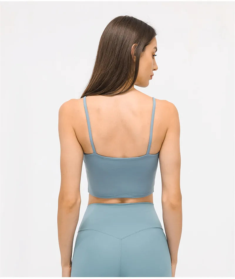 Solid Color Women Sports Bra Comprehensive Training Shockproof Halter Soft Sports Fitness Top Gym Yoga Chest Pad Comprehensive
