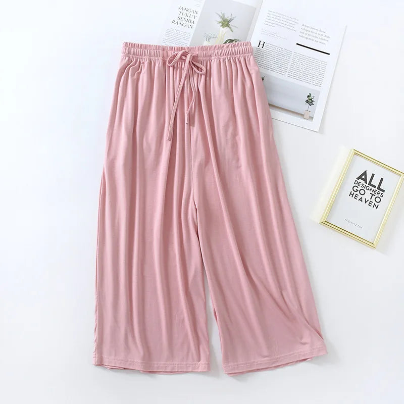 Btsukimi Women's Modal Blend Pajama Pants - Loose Cropped Sleepwear