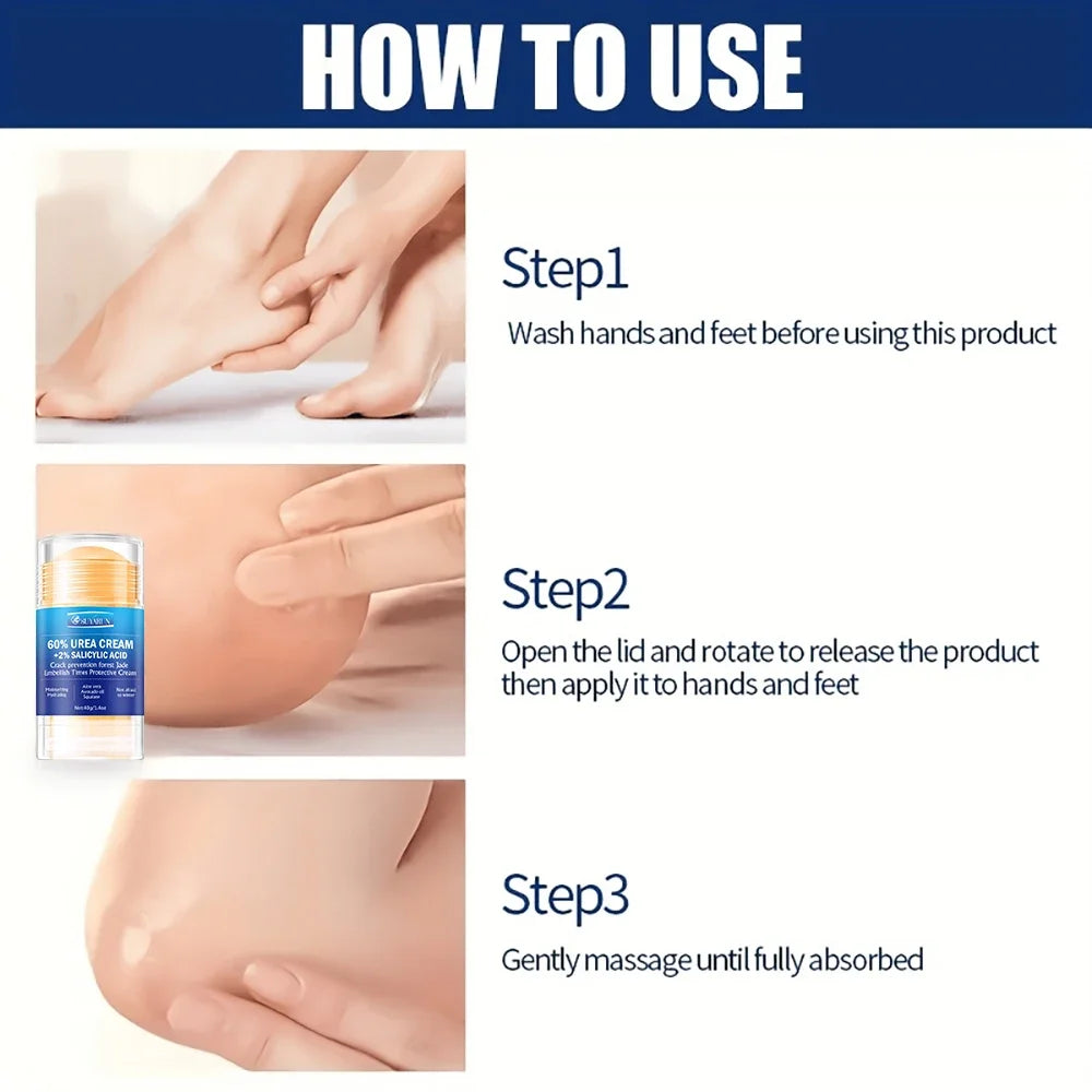 SUYARUN 60% Urea Foot Care Cream Stick - Intensive Cracked Heel Repair, Callus Remover for Dry Feet - Fast Absorbing Foot Skin.