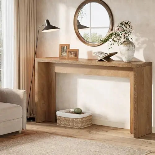 Farmhouse Console Table, 55-Inch Wooden Sofa Table with Storage for Entryway, Foyer, Hallway, Living Room, Easy