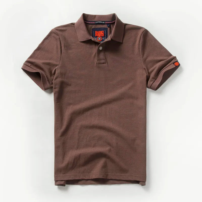 Summer Waed Ort Sve Men'S Irt Casual Vintage Brand Turn-Down Collar T-Irt Breathable Cotton Polyester Blend