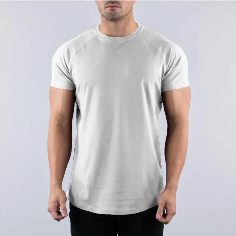 Men'S Summer Skinny Casual T-Shirt Short Sleeve Tee Male Gym Fitness Sport Cotton Tops Man Running Workouts Sweatshirt Clothing