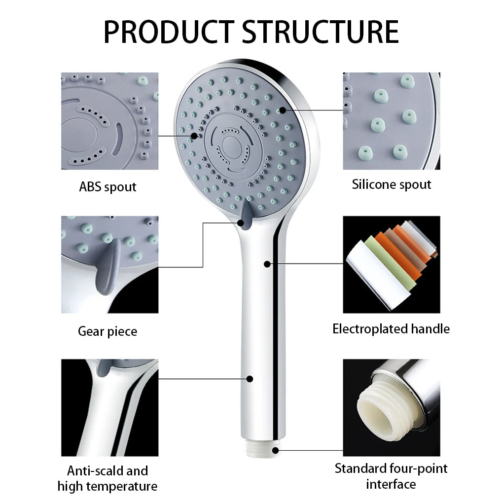 5 Modes Shower Head Set High Rainfall Massage Handheld Bath Sprayer Nozzle Shower Head With Hose Bracket Bathroom Accessories