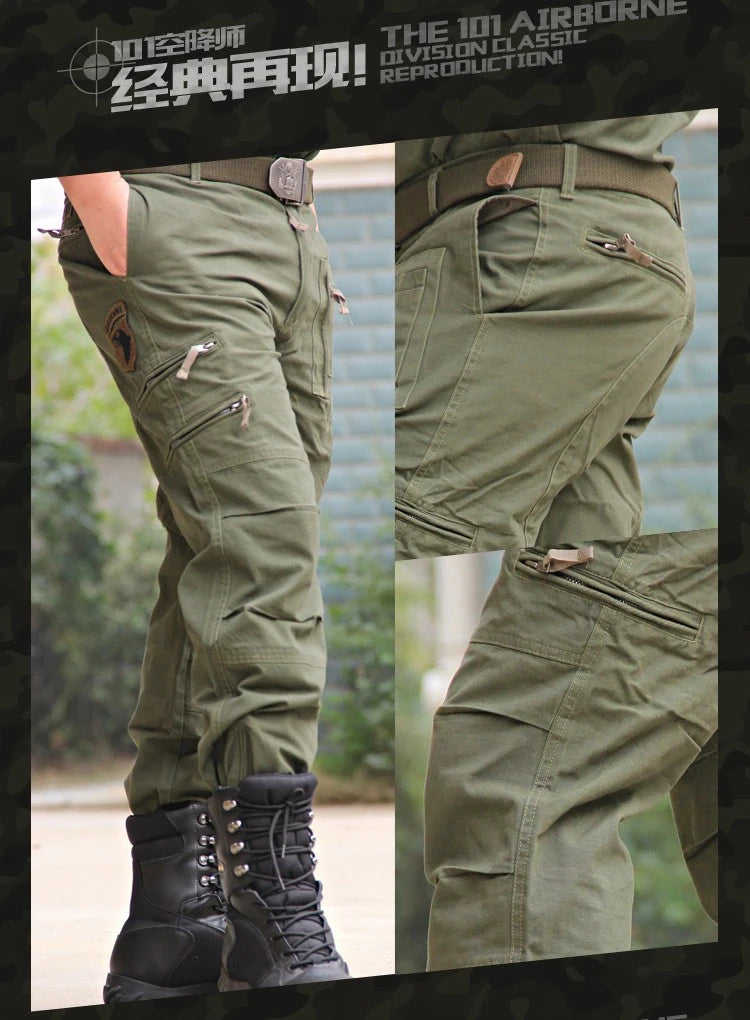 2026 Men's Cargo Pant Cotton Outdoors Tactical Pant Men Vintage Camo Green Work Many Pocket Cotton Camouflage Black Trouser