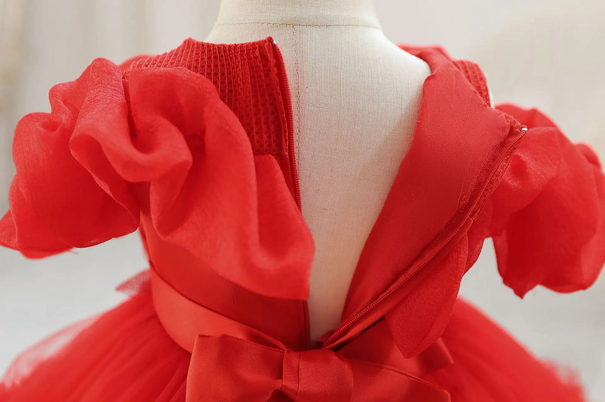 HETISO Girls Princess Flower Dress Tutu Sleeve Baby Toddler Children's Birthday Party Ball Gown for 0-5 Years