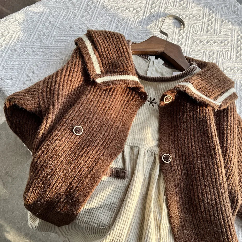 2025 Vinatge Baby Corduroy Sleeveless Dress Little Girls Sundress and Long Sleeve Tops Autumn Winter  Two Piece Set Children