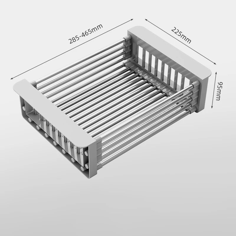 Fregadero de Cocina Escurridor de Acero Inoxidable Escurridor Extensible para Platos Cesta de Drenaje para Lavar Frutas y Verduras Estante de Almacenamiento