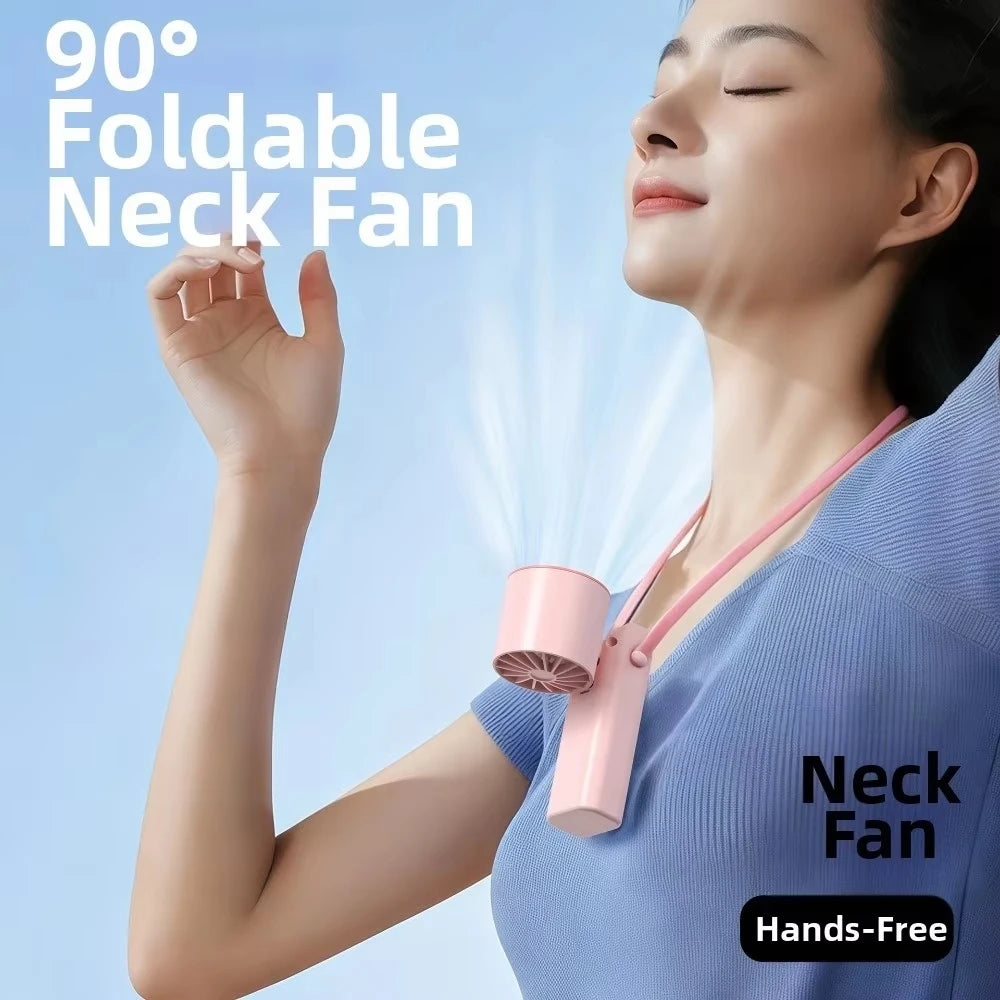 Mini Portable Neck Fan Foldable USB Rechargeable Handheld Fan Hands-Free Cooling for Travel Outdoor Summer