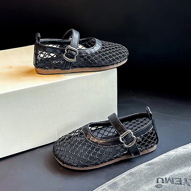 Children's Perforated Mesh Slip-on Shoes New Beige Breathable Boys' Girls' Leather Shoes Pink Soft Anti-slip Kids Baby Sandals