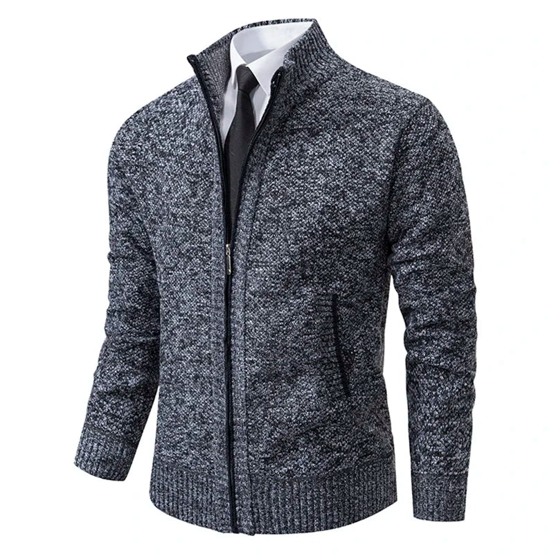 Mens Fleece Cardigan With Stand Collar Zipper Warm Autumn Winter Outerwear For Men Casual