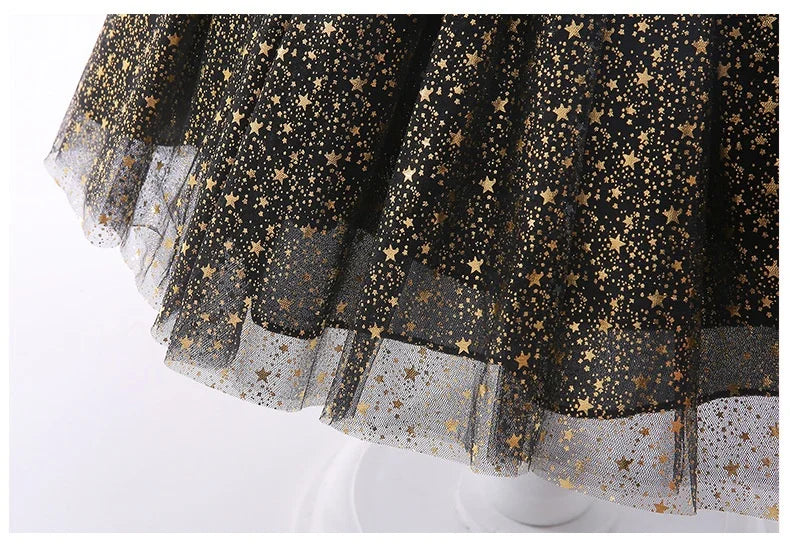 Children Summer Dresses Star Sequin Princess Dress Toddler Girls Puffy Mesh Wedding Dress Luxury Evening Dress Baby Clothes 1-5Y