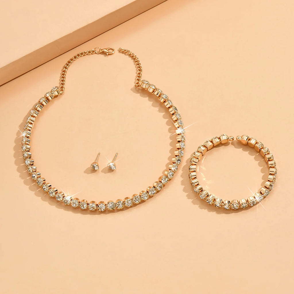 4 Pieces Of Women'S'S Fashionable And Minimalist Necklaces With Earrings, Bracelets, Jewelry Sets, Banquet And Accessories