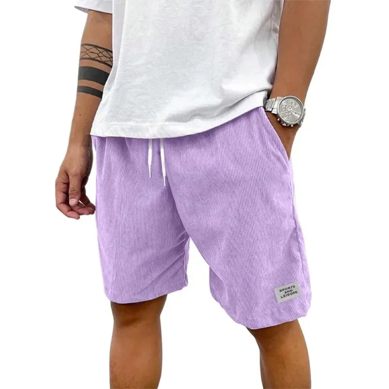 ANIMAL GAME Men's Corduroy Shorts - Solid Casual Elastic Waist
