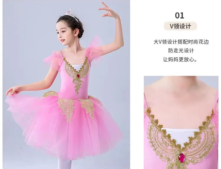 Girls Clothes Ballerine Baby Dresses Vestido Outfit Girl Ballet Leotards Robe Fille Summer Kids Ballet Dress Tutu Dance Costumes