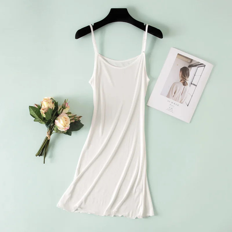 Winsleter, 23%Silk 77%Viscose Petticoat, Women Intimates Sexy Slip Dress, Solid Minimalist Nightgown Skirt 2026 Spring P62942JF