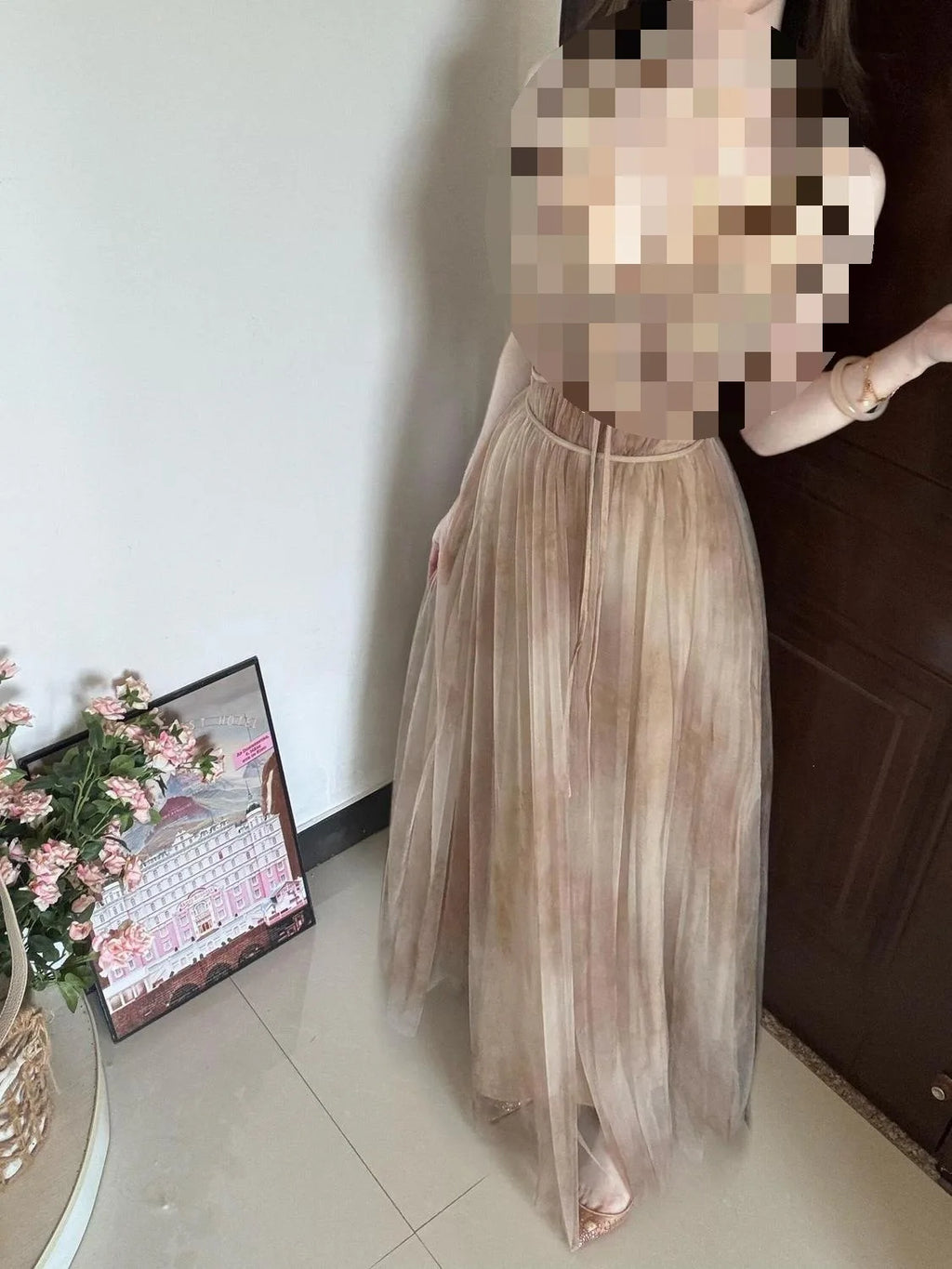 Chunshan Yuan Dai Lace Sleeveless Dress Net Collar Women's Summer New Style Casual Long Sleeve Dress with Inner Lace Shirt