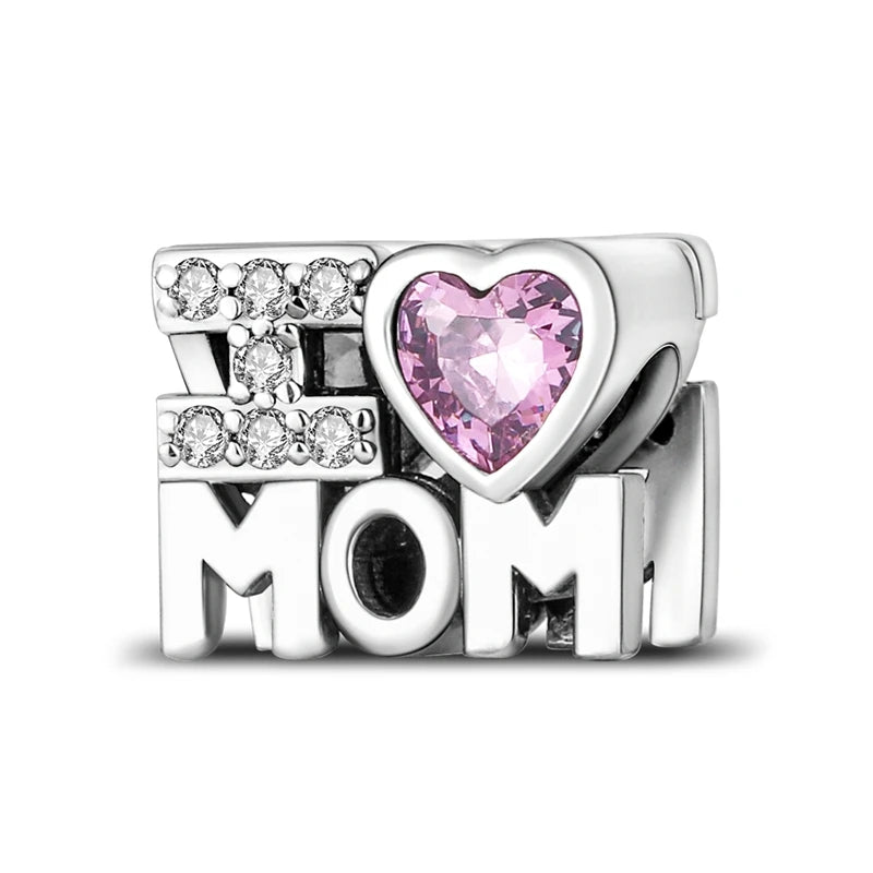 925 Sterling Silver Heart Charm Bead With Zircon Accent, GDTC Certified Fine Jewelry Gift For DIY Bracelet Makers