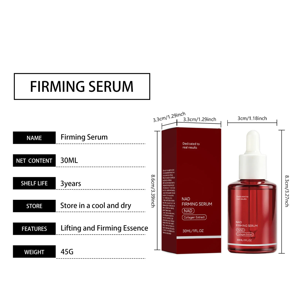 NAD+ Firming Facial Serum with Collagen Extract & Peptides, 30ml