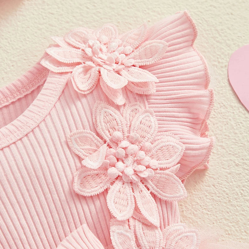 Maemukilabe Baby Girl Lace Tulle Romper Dress With Headband For Toddler Girls 1 To 2 Years Floral Bow