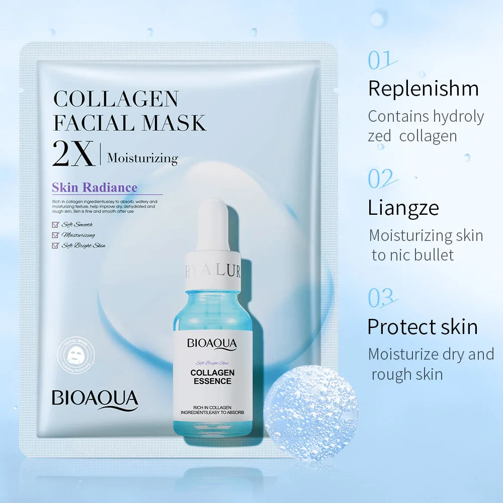 20pcs/5pcs Centella Collagen Face Mask VC Moisturizing Refreshing Sheet Masks Hyaluronic Acid  Facial Mask Skin Care Products